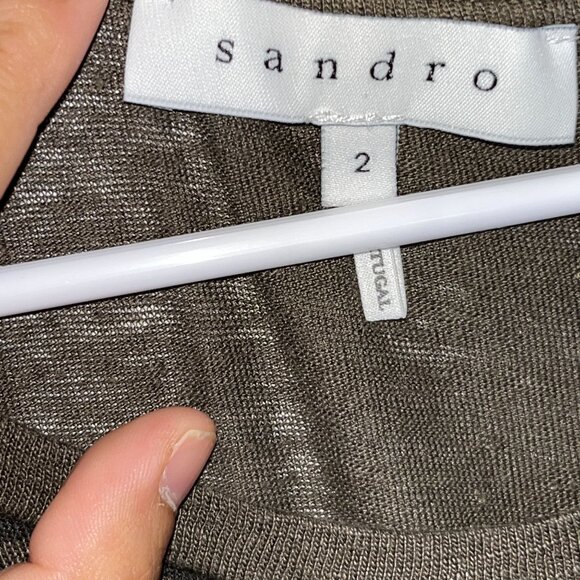 Sandro Womens Leopard Print T-Shirt Size Medium100% Linen Short Sleeve - Picture 3 of 8